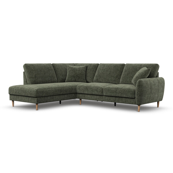 Mossy Fabric Sofas - Right Hand Corner Chaise Sofa - Zara Range - Oak Furnitureland