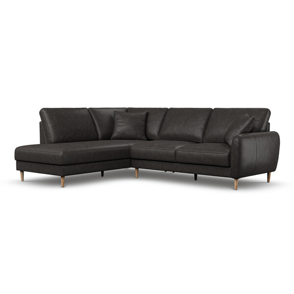 Ash Leather Sofas - Right Hand Corner Chaise Sofa - Zara Range - Oak Furnitureland
