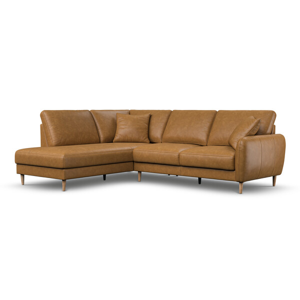 Brown Leather Sofas - Right Hand Corner Chaise Sofa - Zara Range - Oak Furnitureland