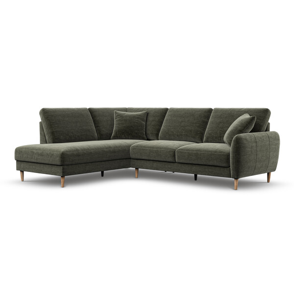 Dark Green Fabric Sofas - Right Hand Corner Chaise Sofa - Zara Range - Oak Furnitureland