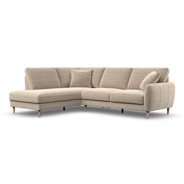 Sand Fabric Sofas - Right Hand Corner Chaise Sofa - Zara Range - Oak Furnitureland