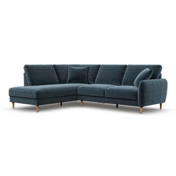 Steel Blue Fabric Sofas - Right Hand Corner Chaise Sofa - Zara Range - Oak Furnitureland