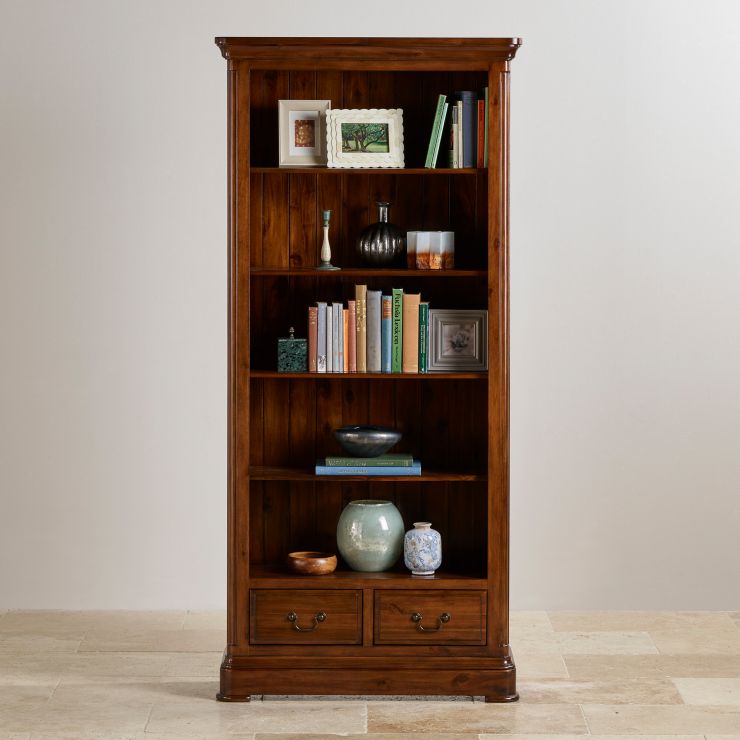 Cranbrook Tall Bookcase in Dark Hardwood Oak Furniture Land