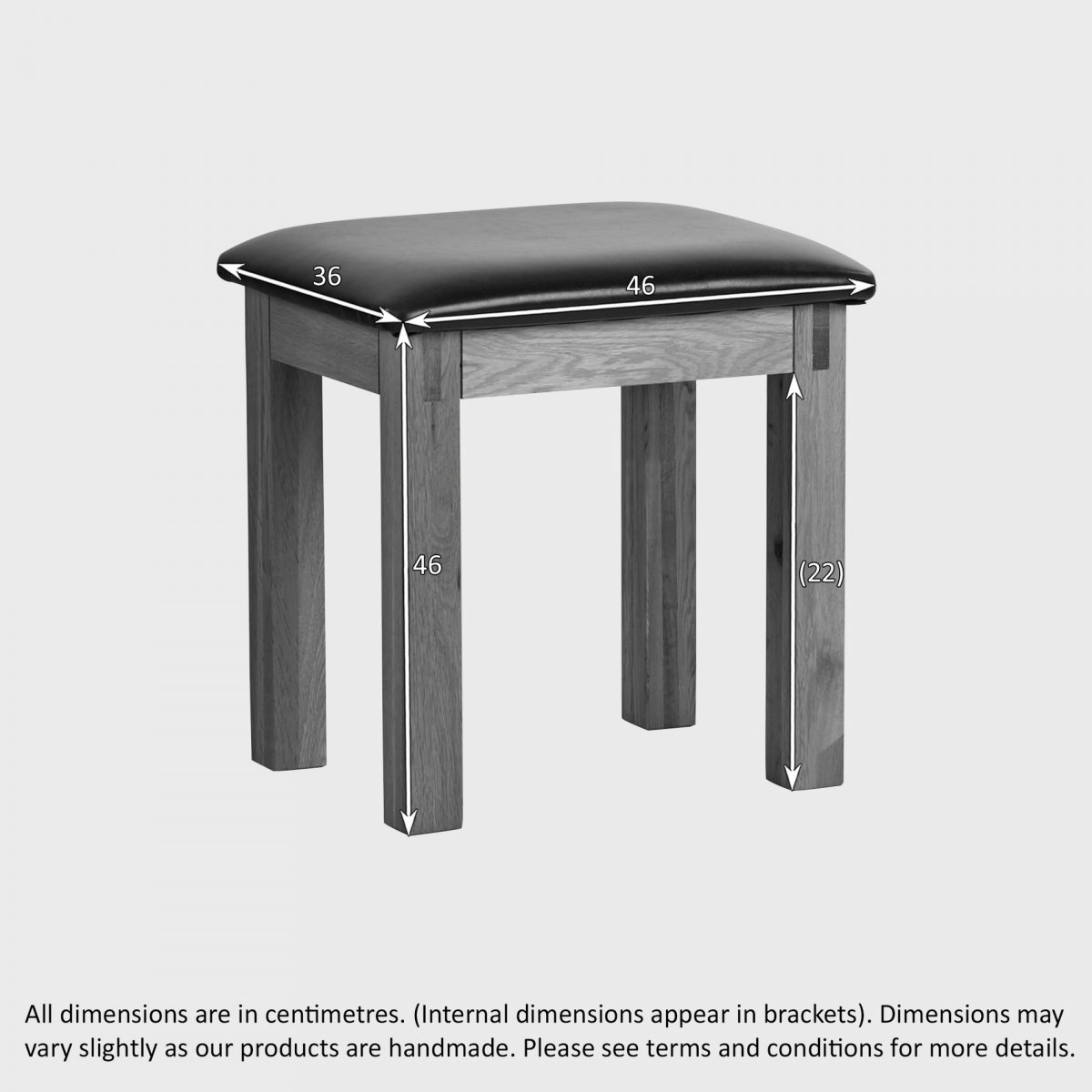 Alto Natural Solid Oak Leather Dressing Table Stool