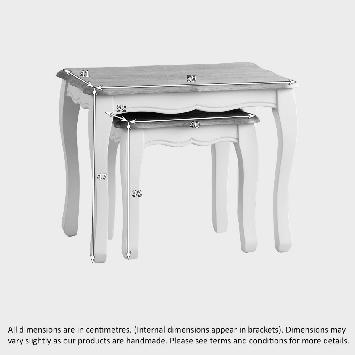 Bella Painted Nest of Tables in Brushed Oak Oak Furniture Land