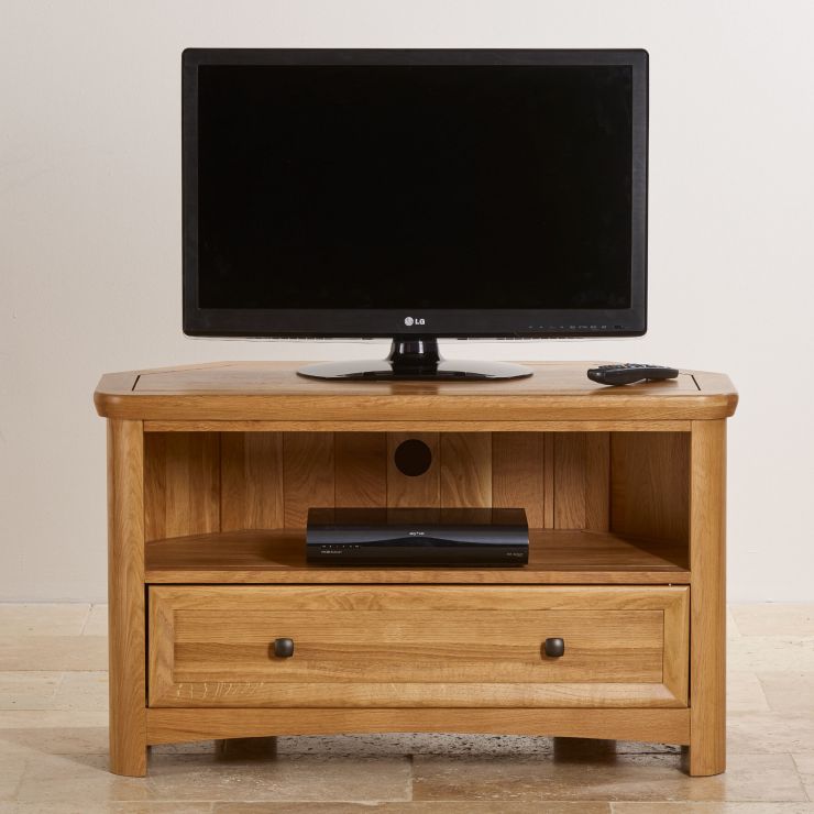 Wiltshire Corner TV in Natural Solid Oak Oak Furniture Land