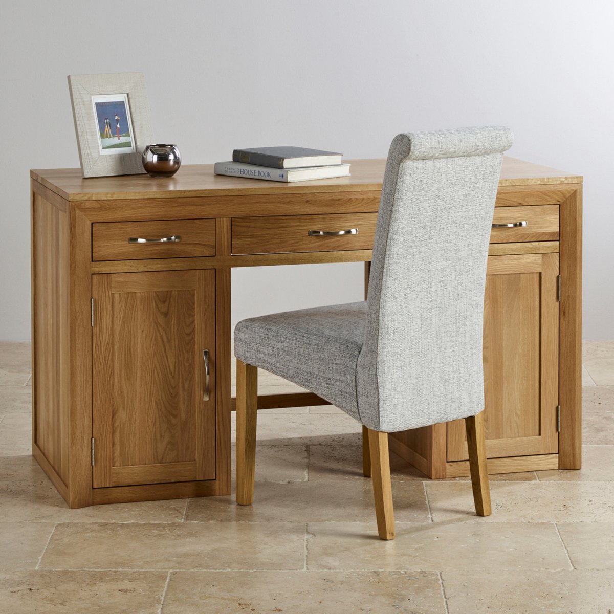 Bevel Natural Solid Oak Computer Desk Oak Furniture Land