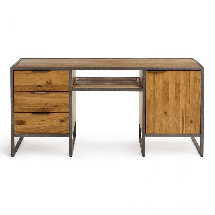 Brooklyn Metal Computer Desk Industrial Desk Oak Furniture Land