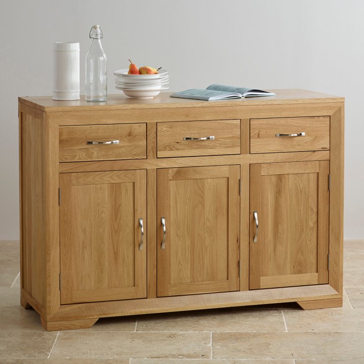 Bevel Natural Solid Oak Large Sideboard Oak Furniture Land