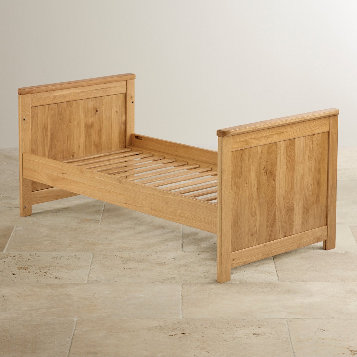 Bevel 3 in 1 Cot Bed in Natural Solid Oak Oak Furniture Land