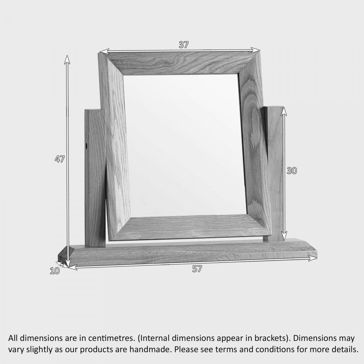 Bevel Dressing Table Mirror in Solid Oak Oak Furniture Land