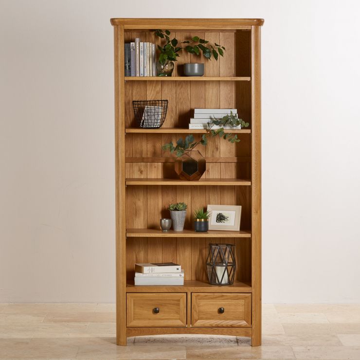 Wiltshire Tall Bookcase in Natural Solid Oak Oak Furniture Land