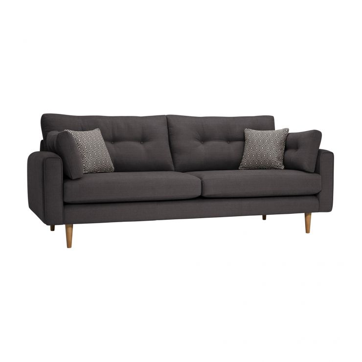 Brighton Charcoal 4 Seater Sofa in Fabric Oak Furnitureland
