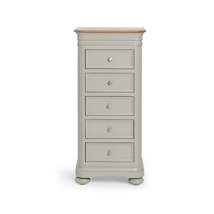 Brindle 5 Drawer Tallboy I Natural Oak and Painted Oak Furnitureland