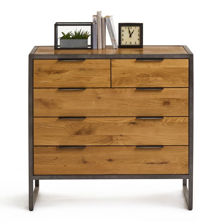 Metal Tall Chest of Drawers Brooklyn Range Oak Furniture Land