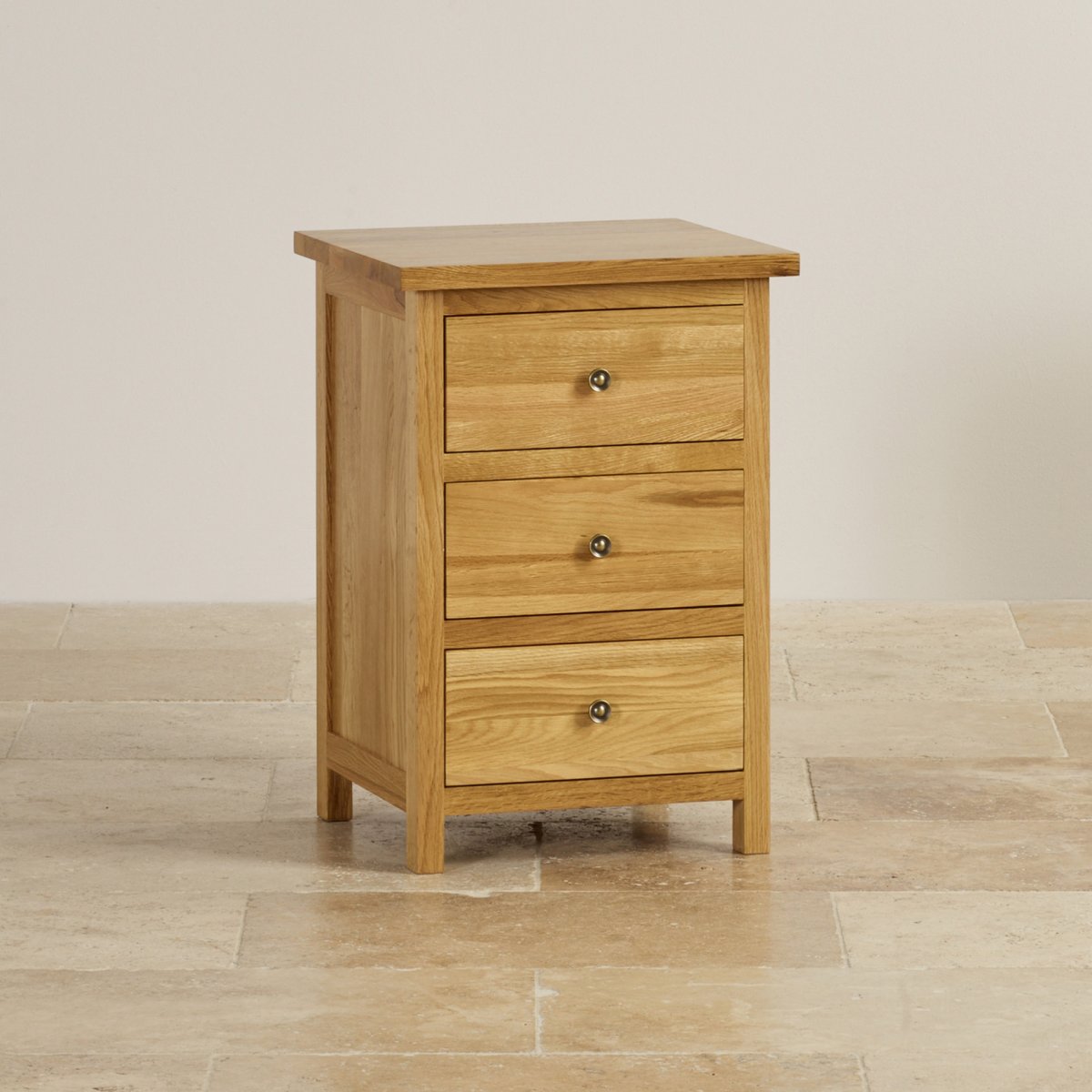 Cairo 3 Drawer Bedside in Solid Oak Oak Furniture Land
