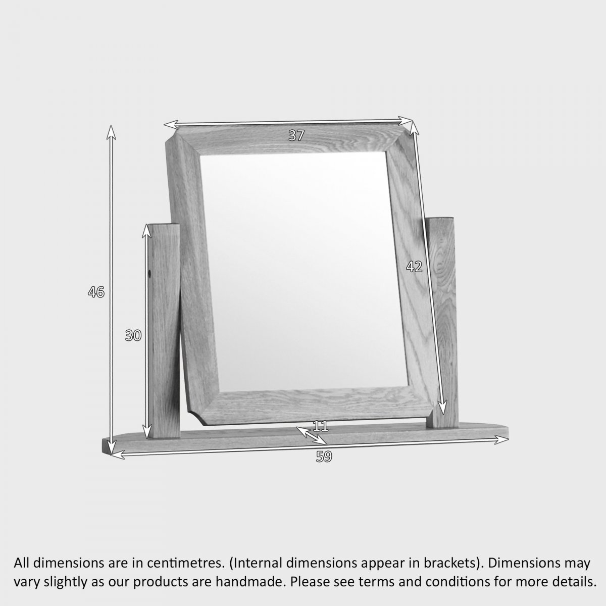 Cairo Dressing Table Mirror in Solid Oak Oak Furniture Land