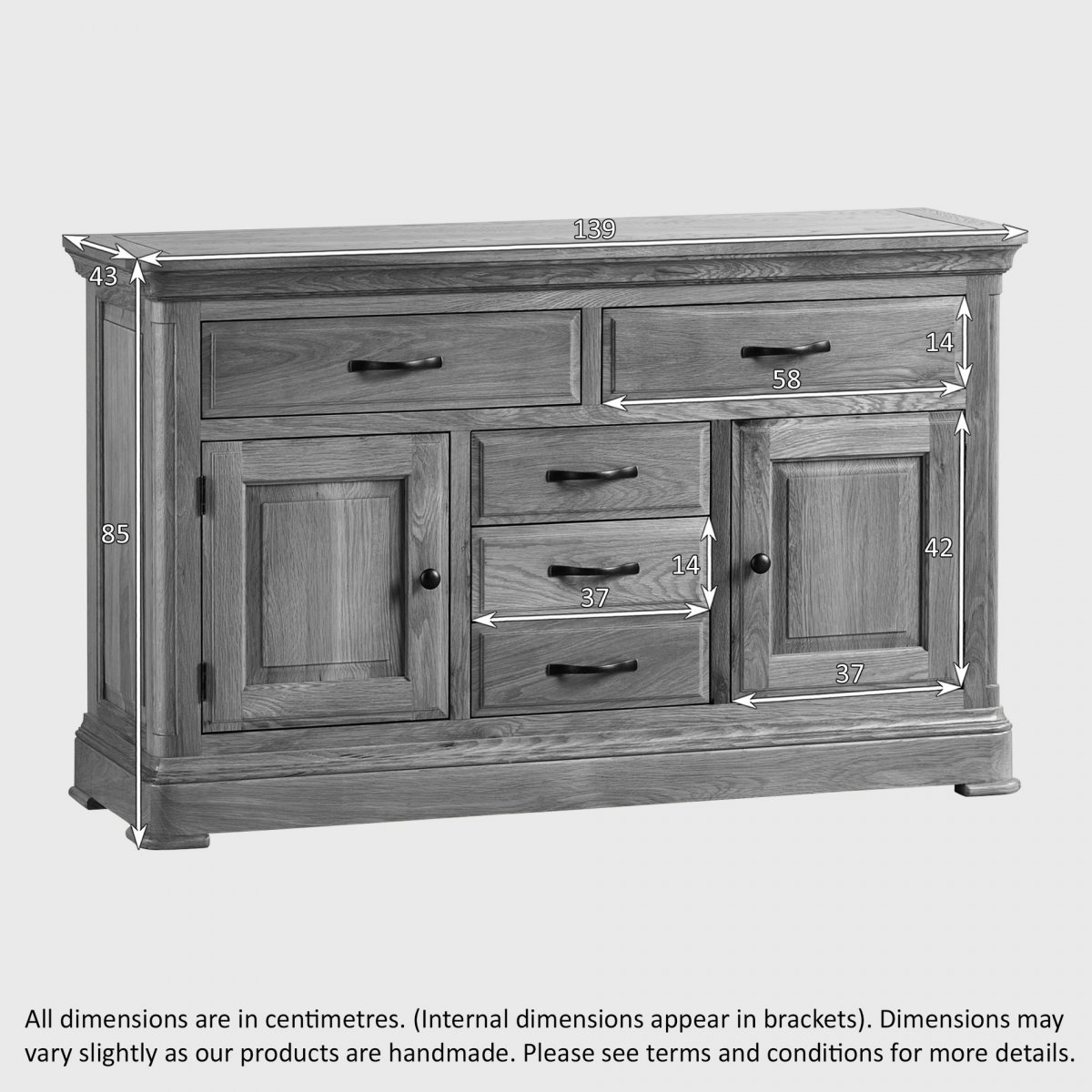 Canterbury Large Sideboard Solid Oak Oak Furniture Land