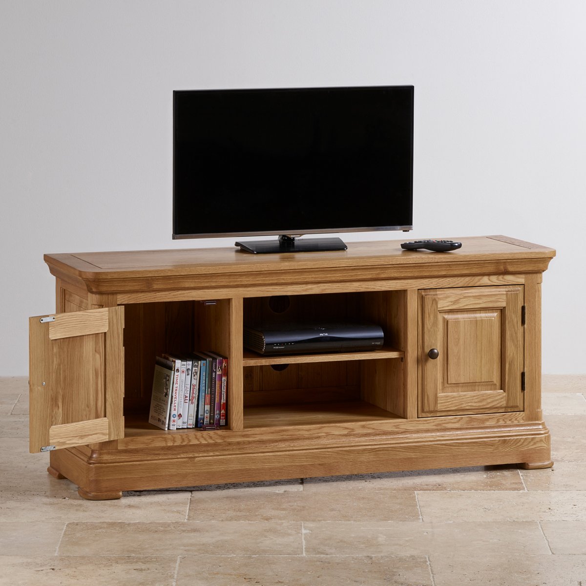 Canterbury Large TV  Cabinet  Solid Oak  Oak  Furniture Land