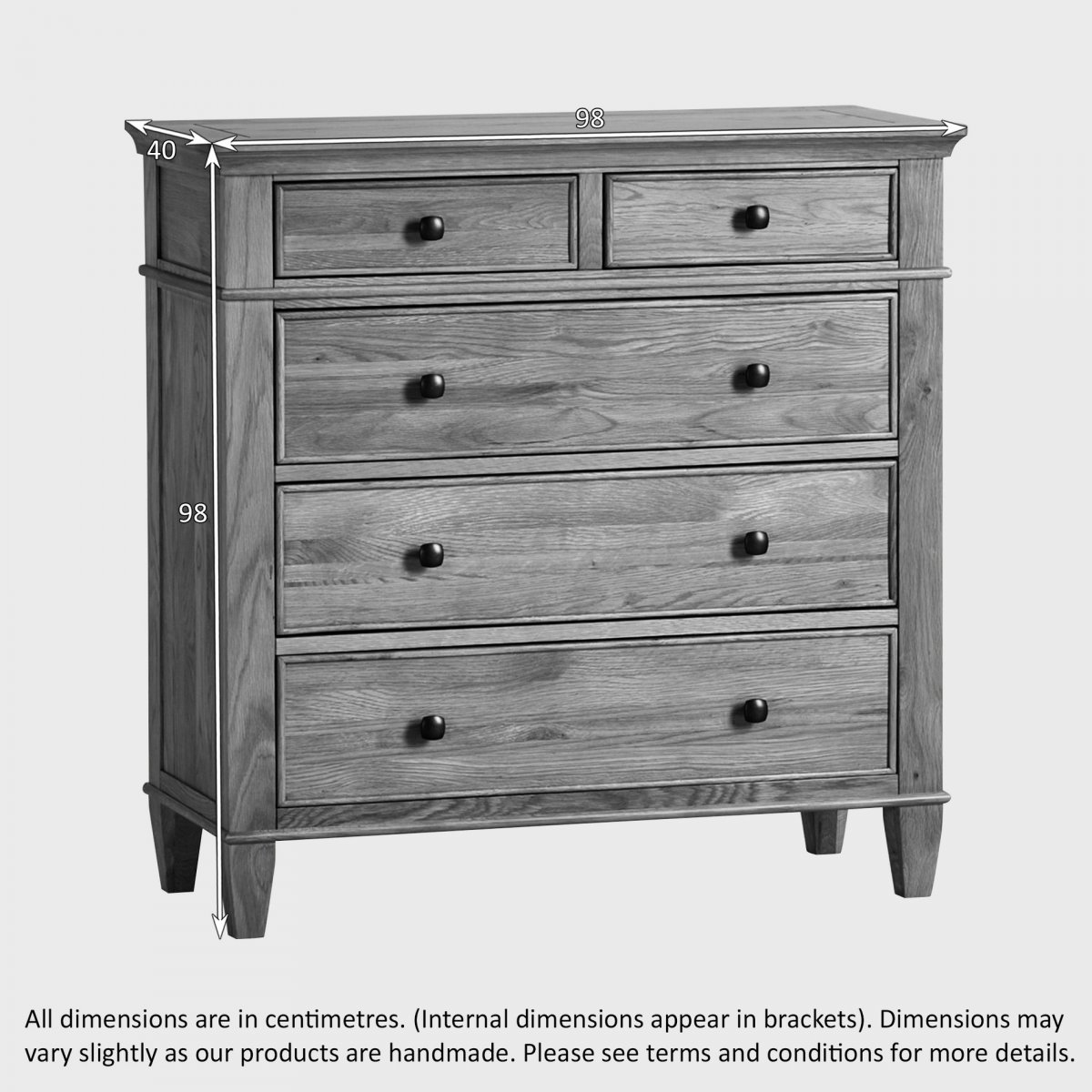 Classic 3+2 Drawer Chest in Solid Oak Oak Furniture Land