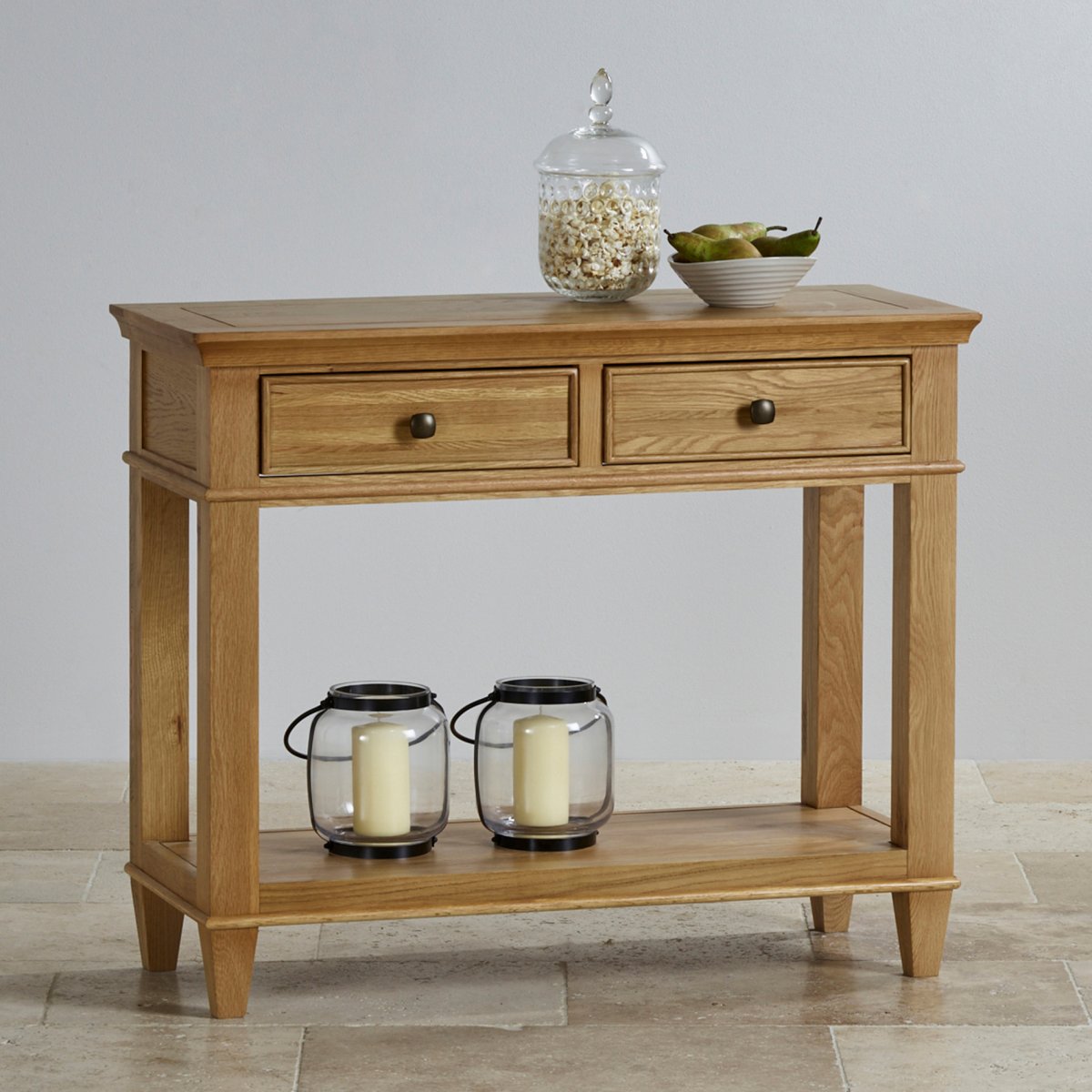 Classic Console Table in Natural Solid Oak Oak Furniture Land