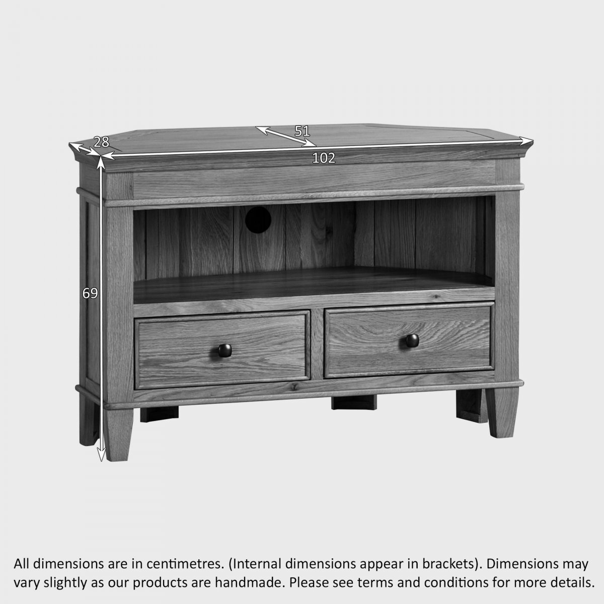 Classic Corner TV in Solid Oak Oak Furniture Land