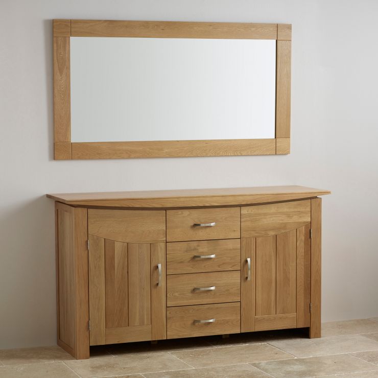 Contemporary Natural Solid Oak Wall Mirror by Oak Furniture Land