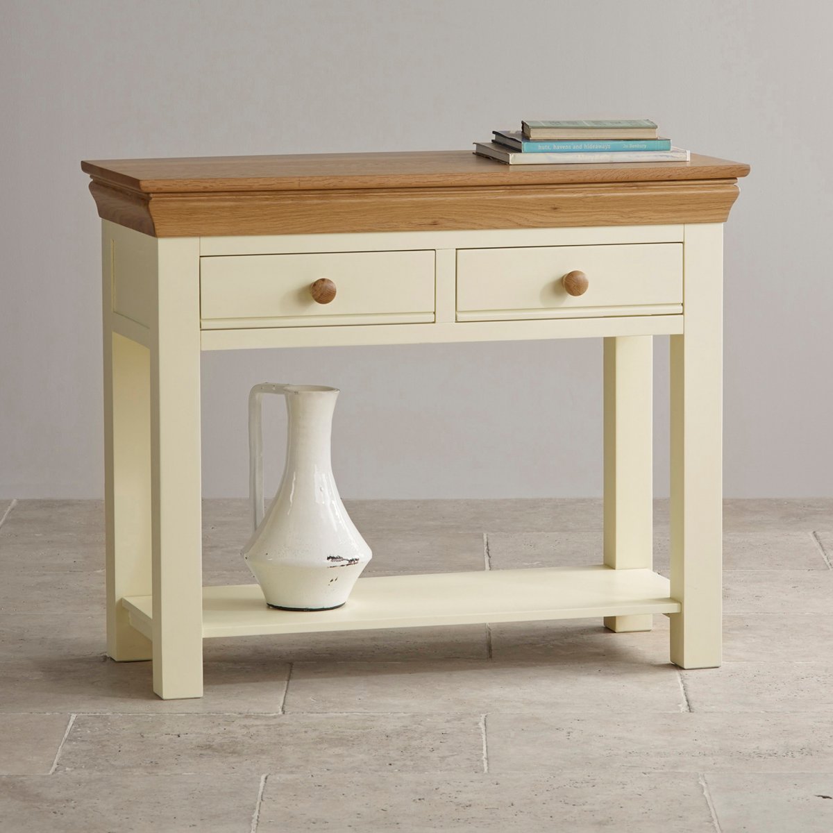 Country Cottage Console Table in Painted Oak Oak Furniture Land