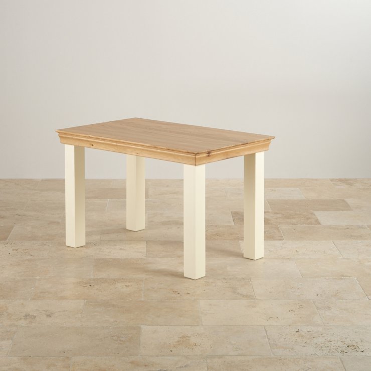 Country Cottage Painted Oak 4ft Dining Table + 4 Leather Chairs