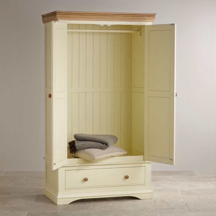 Country Cottage Painted Double Wardrobe in Natural Oak