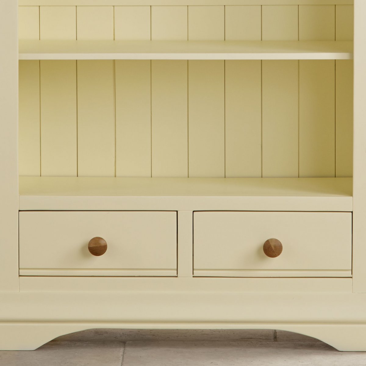Country Cottage Natural Oak Tall Bookcase Cream Painted
