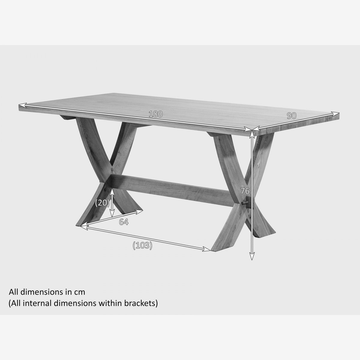 Crossley Natural Solid Oak Crossed Leg Dining Table