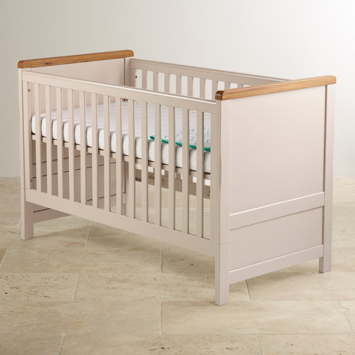 Daisy Painted Cot Bed in Rustic Solid Oak Oak Furniture Land