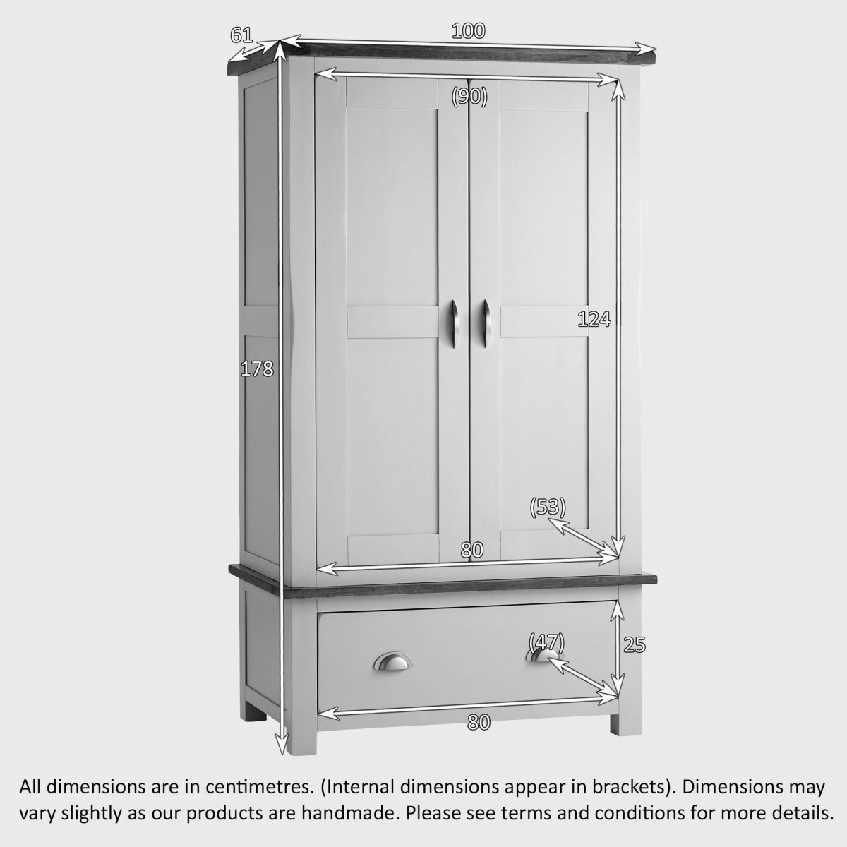 Daisy Painted Nursery Wardrobe in Rustic Solid Oak