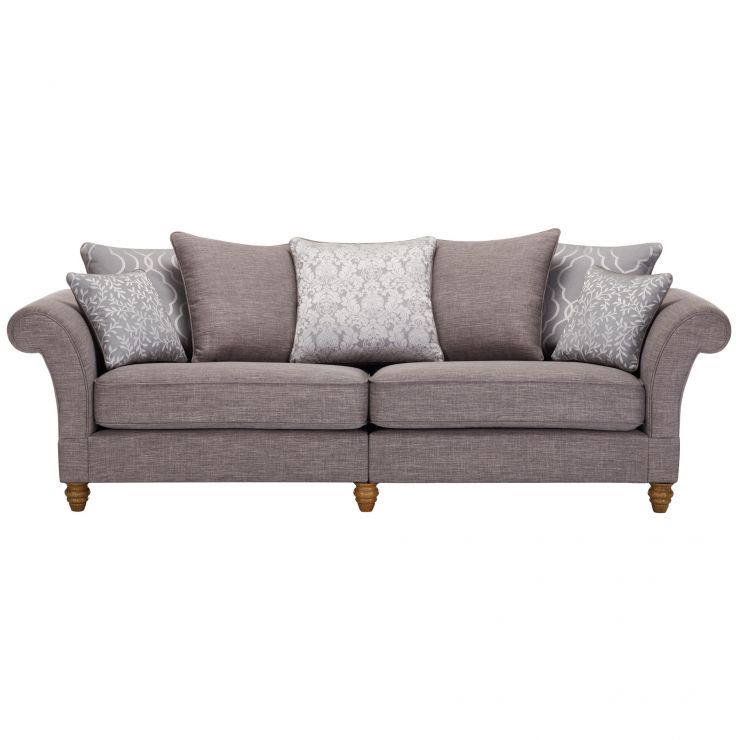 Dorchester 4 Seater Pillow Back Sofa in Civic Smoke with Silver