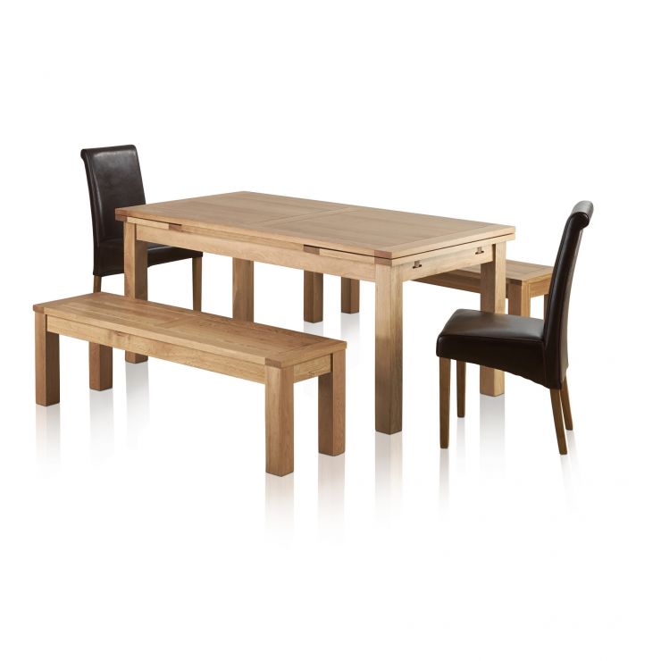 Dorset Dining Set in Oak Dining Table + 2 Benches & 2 Chairs