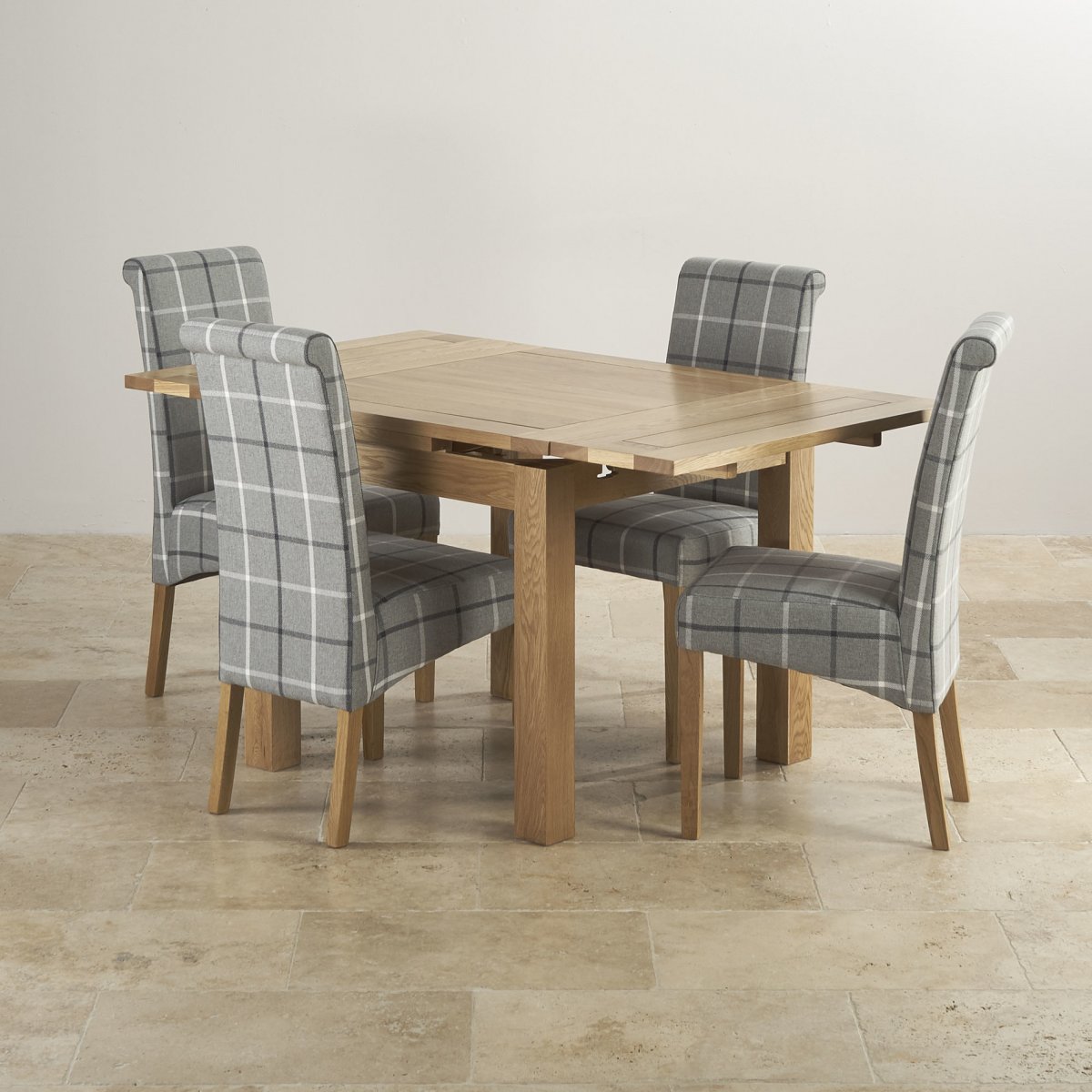 Small Dining Set | Dorset Extending Table | 4 Check Fabric 