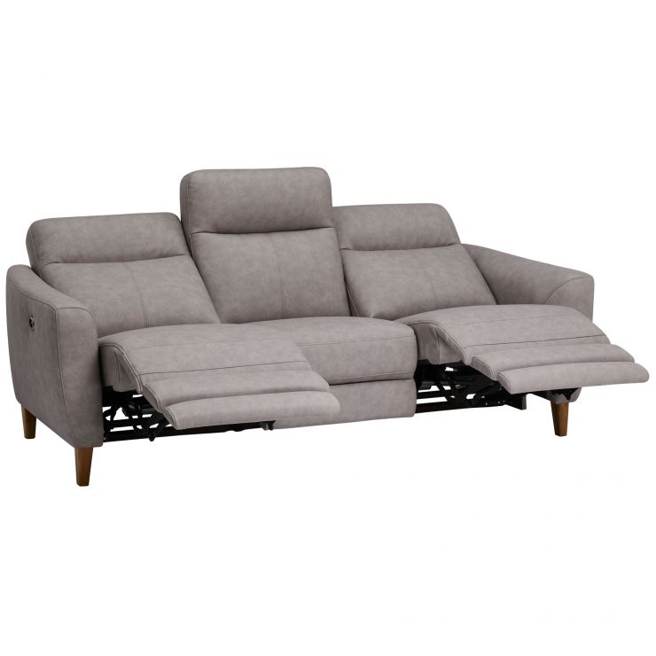 Dylan 3 seater Electric Recliner Sofa in Silver Fabric
