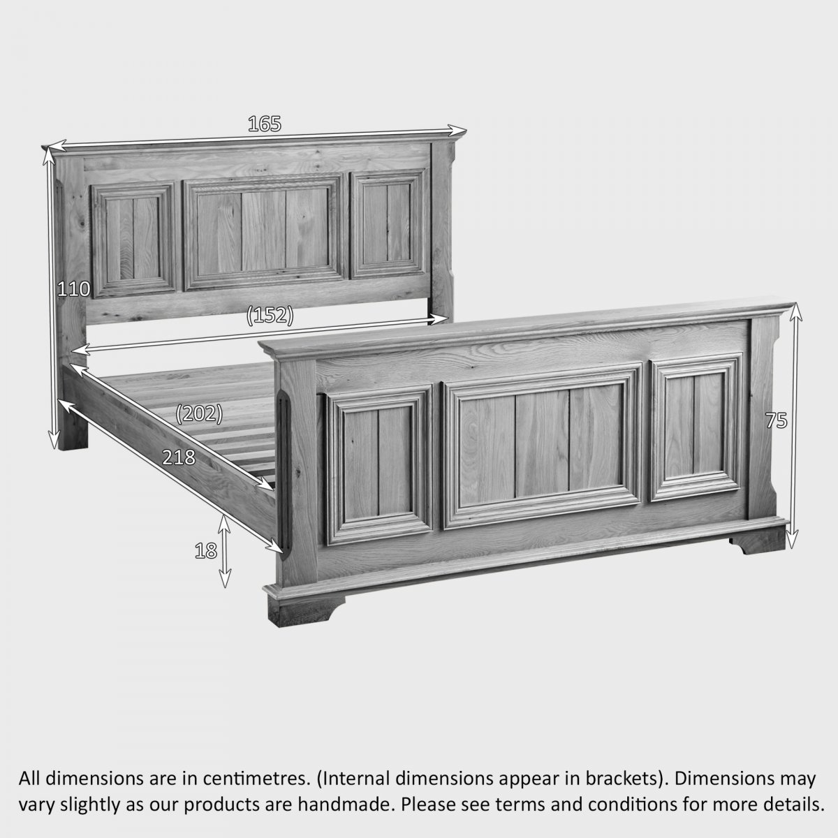 Edinburgh KingSize Bed in Natural Solid Oak Oak Furniture Land