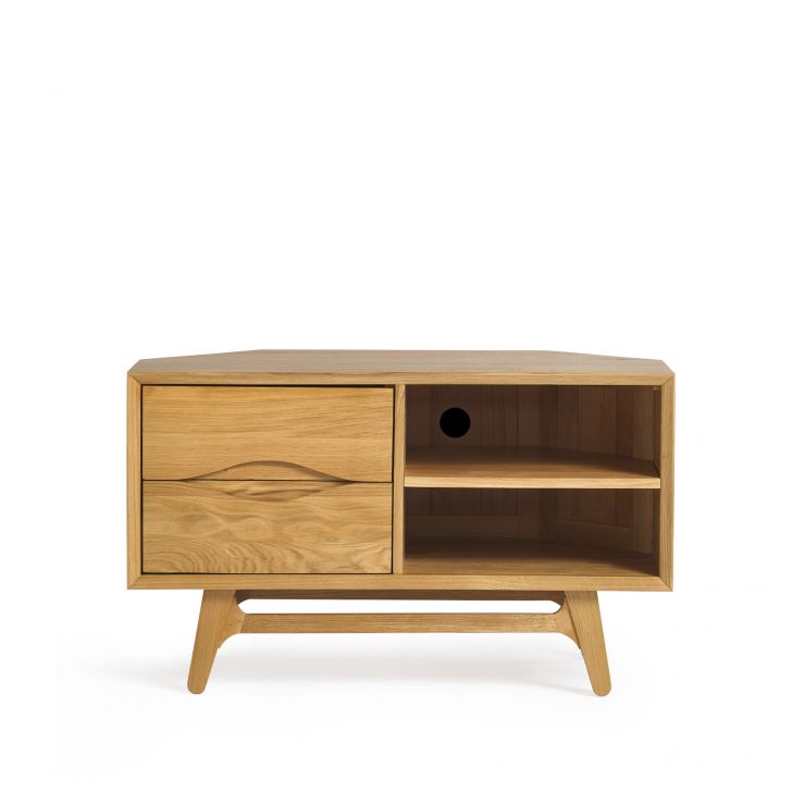 Scandi TV Unit Corner TV Unit Solid Oak Oak Furnitureland