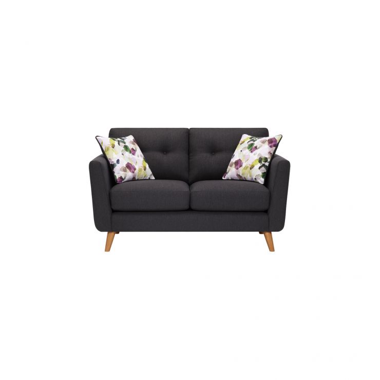 Evie 2 Seater Sofa in Charcoal Fabric Oak Furnitureland