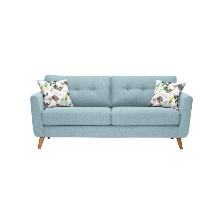 Evie 3 Seater Sofa in Sky Fabric Oak Furnitureland