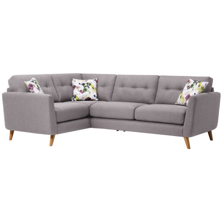 Evie Right Hand Corner Sofa in Silver Fabric Oak Furnitureland