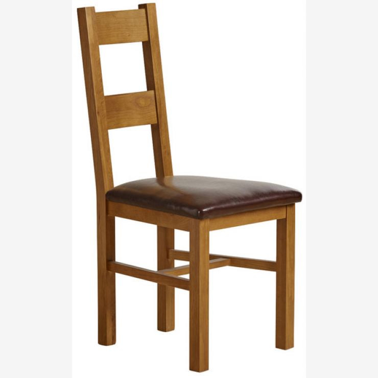 Farmhouse Dining Chair Brown Leather Oak Furniture Land