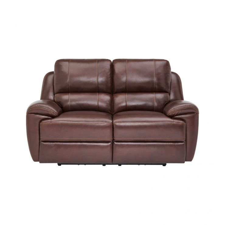 Finley 2 Seater Electric Recliner Sofa Two Tone Brown Leather