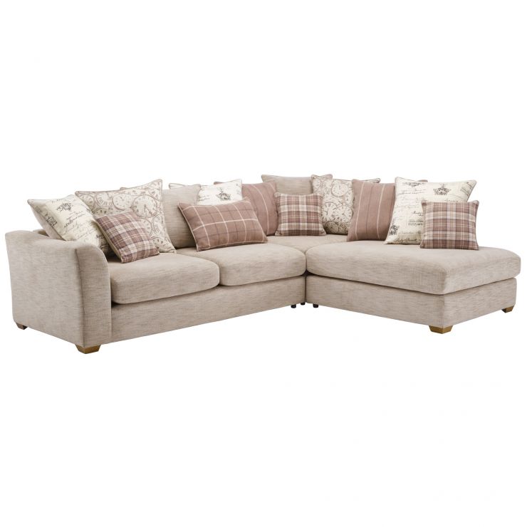 Florence Left Hand Corner Sofa with Pillow Back in Beige