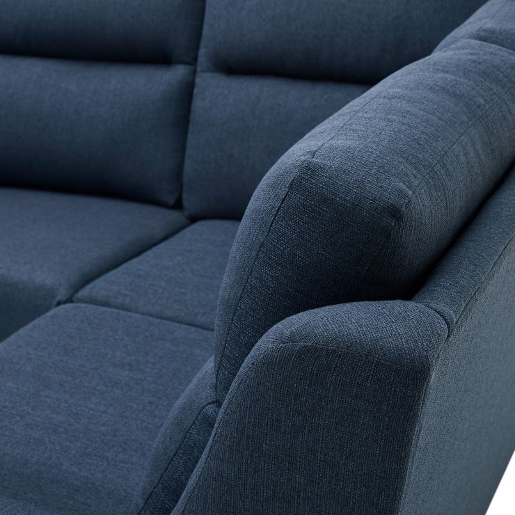 Compact Corner Sofa Fraser Blue Fabric Oak Furnitureland