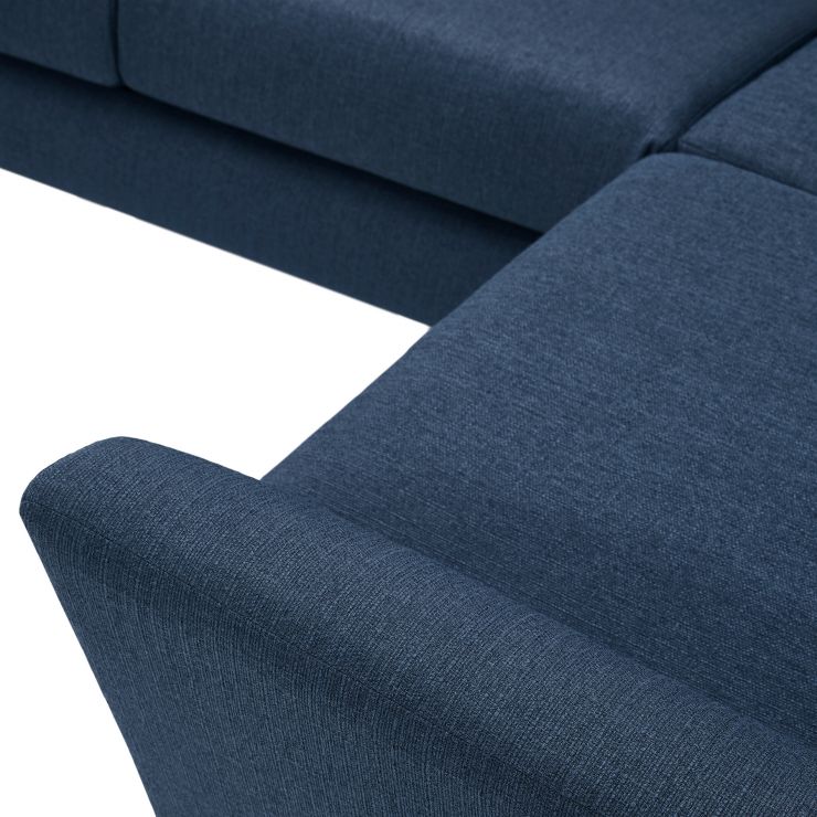 Compact Corner Sofa Fraser Blue Fabric Oak Furnitureland
