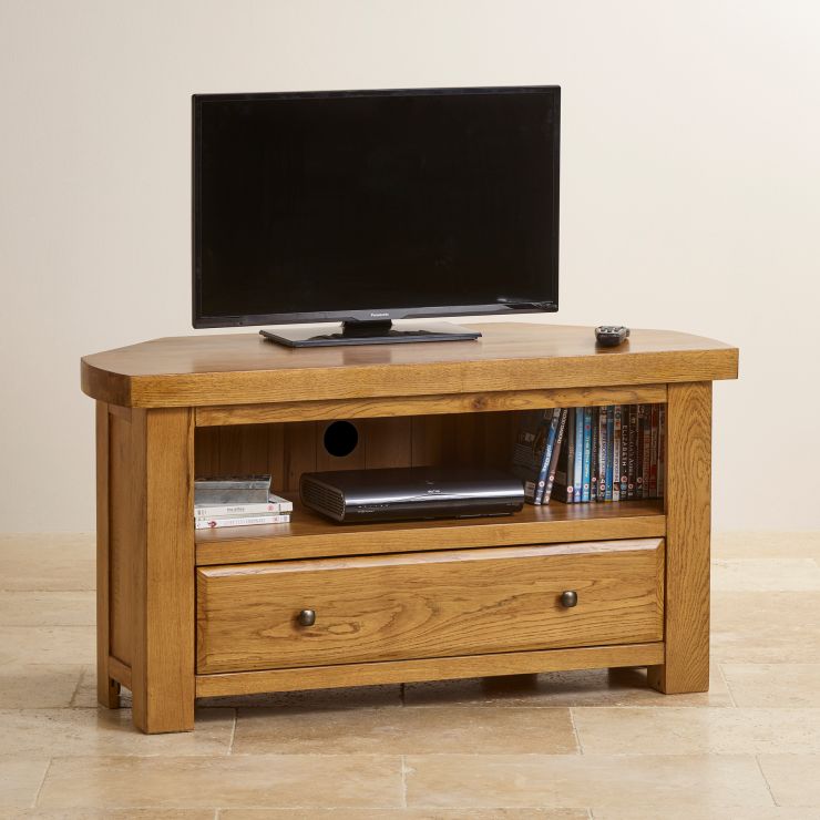 Hercules Corner TV in Rustic Solid Oak Oak Furnitureland