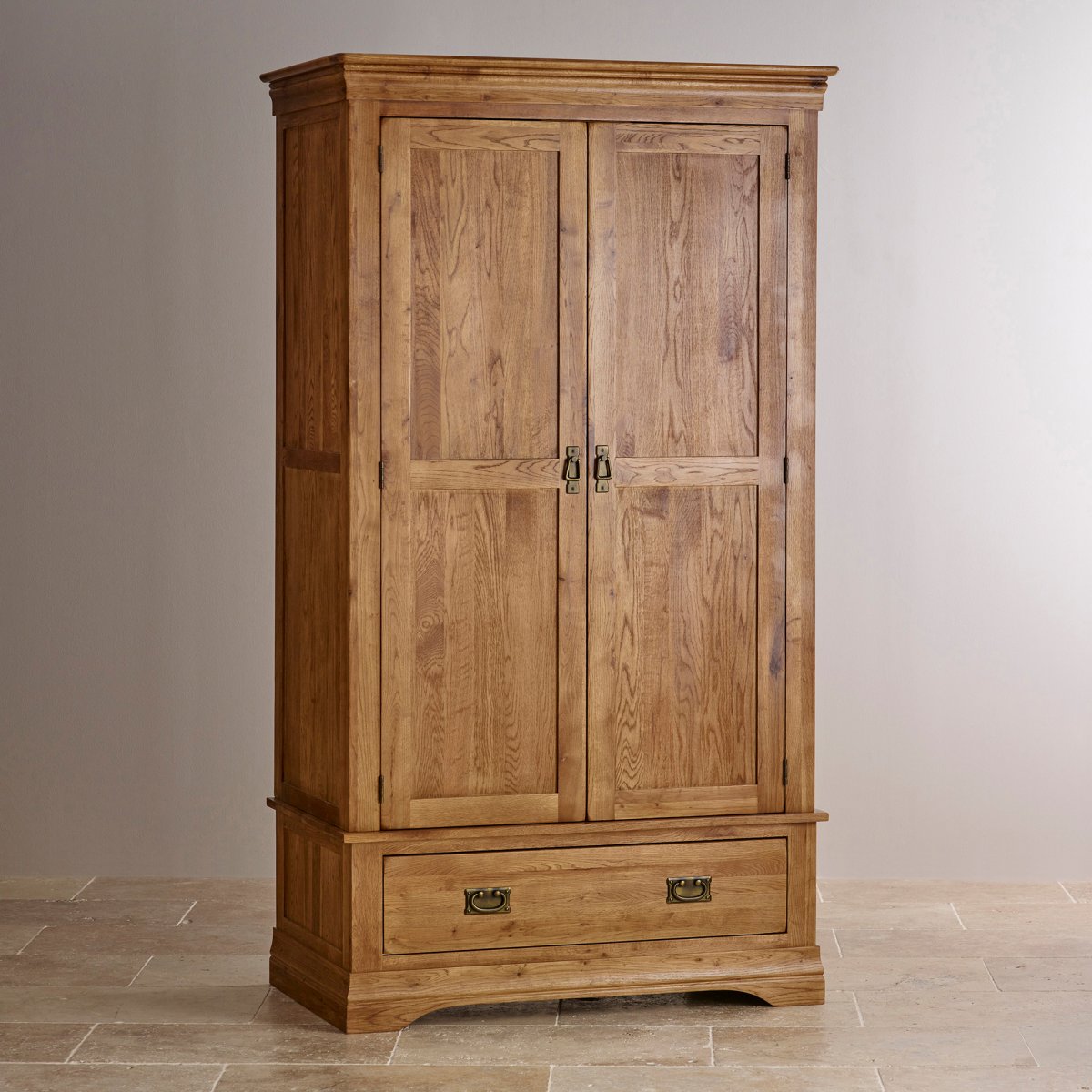 French Farmhouse Double Wardrobe in Solid Oak